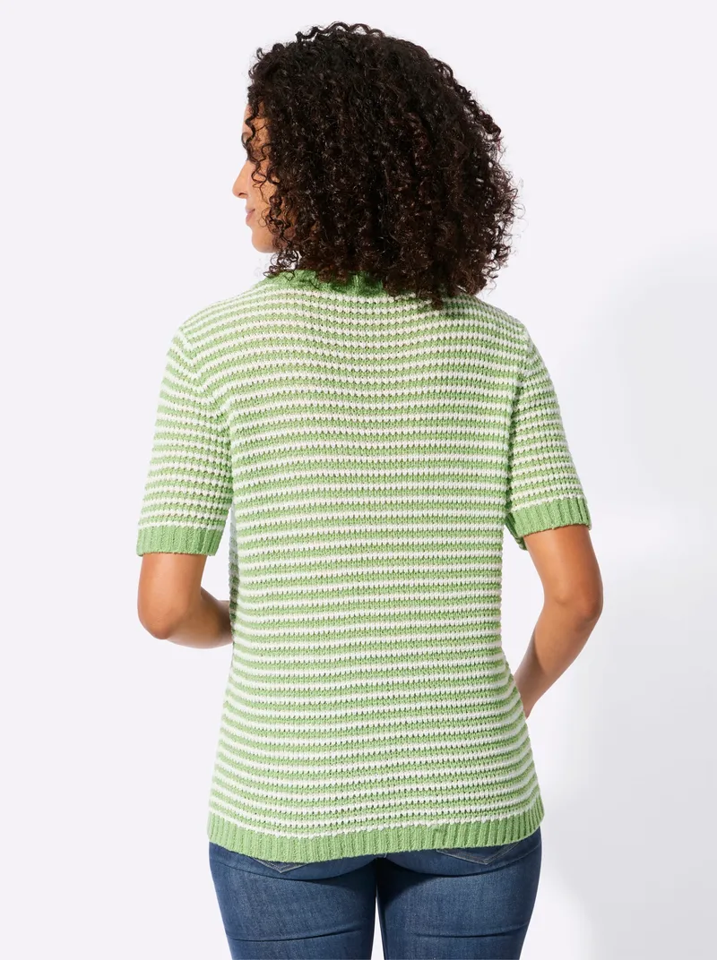 Witt Kurzarmpullover, Eucalyptus-ecru-geringelt, – Produktbild 2 von 2