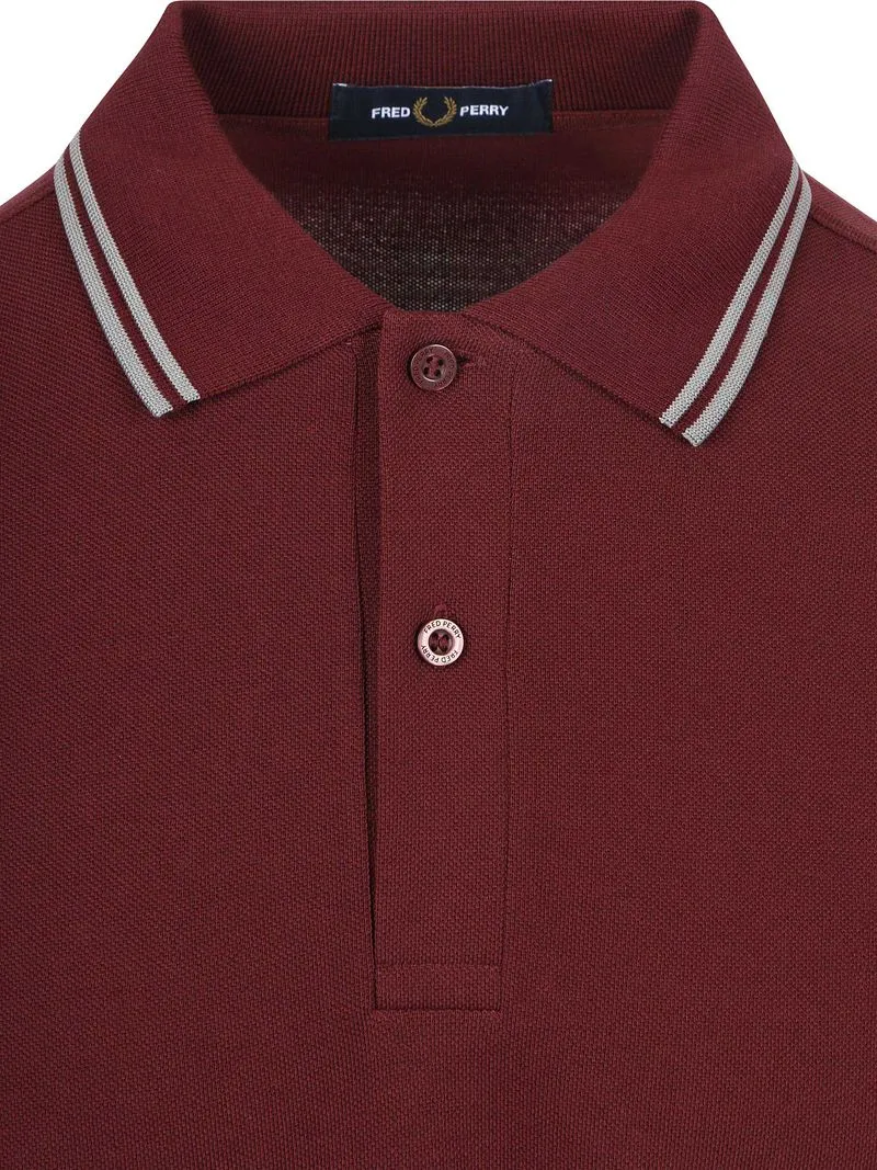 Fred Perry Fred Perry Polo Twin Tipped M3600 Rot 08B - Größe XL, Bordeaux, – Produktbild 4 von 5