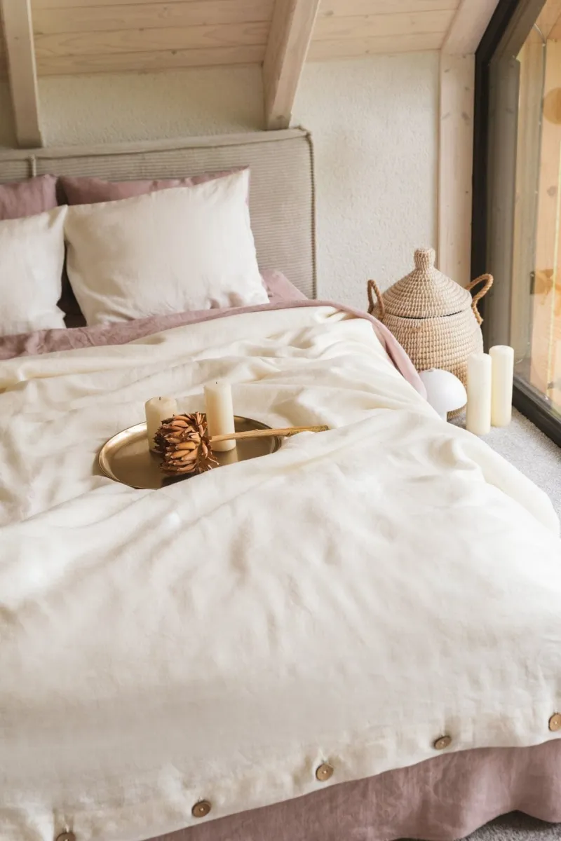 AmourLinen AmourLinen unisex vegan Set Bettwäsche Weiß, Weiß, – Produktbild 2 von 2