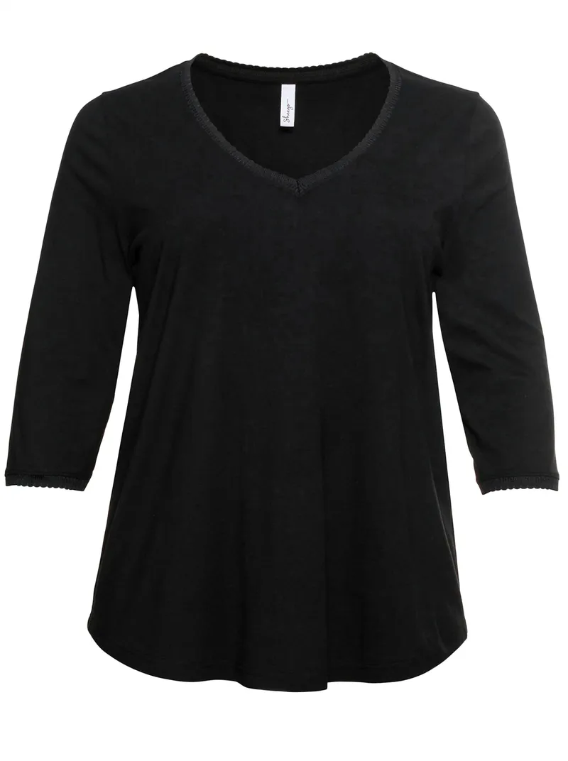 sheego 3/4-Arm-Shirt schwarz, Schwarz, – Produktbild 1 von 2