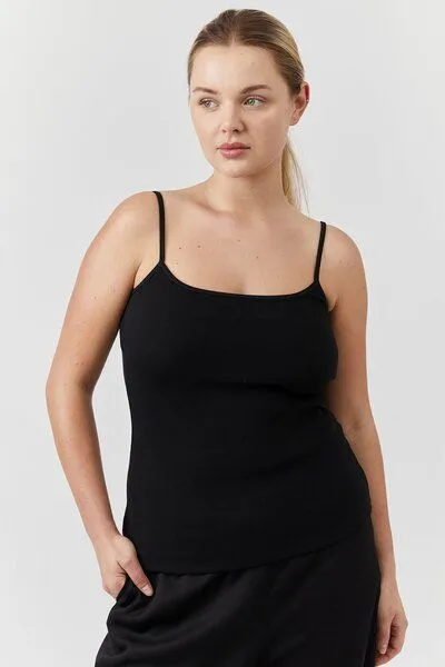 The Slow Label The Slow Label Hochwertiges Tank Top aus festem Baumwollstoff, Schwarz, – Produktbild 3 von 4