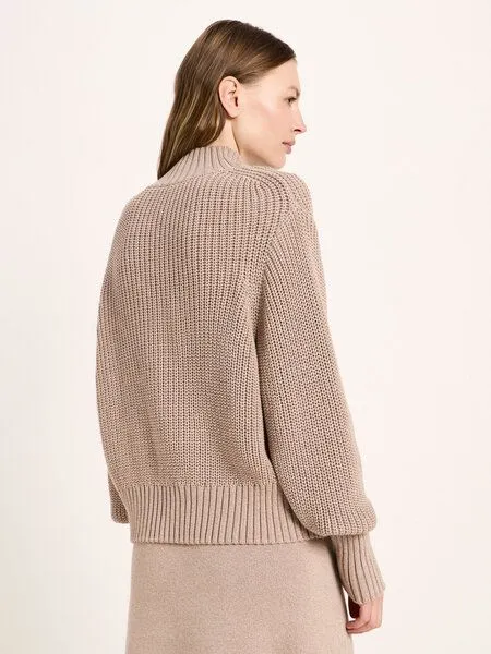LANIUS LANIUS Grobstrickpullover aus Bio-Baumwolle, Braun (mocca-mouse-mouliné), – Produktbild 3 von 4