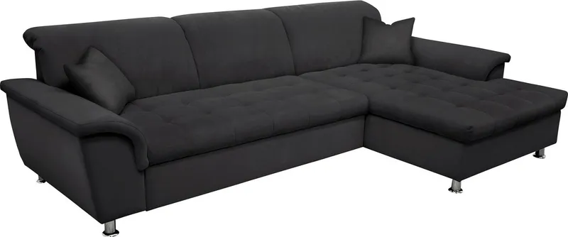 DOMO collection Ecksofa FRANZI 278x170x81 cm, Steppung im Sitzbereich, L-Form, ohne Funktion, Flachgewebe, Grau, – Produktbild 7 von 8