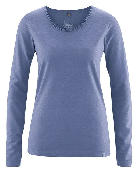 HempAge HempAge Damen Langarm-Shirt Lene Hanf/Bio-Baumwolle, Blueberry, – Produktbild 1 von 2