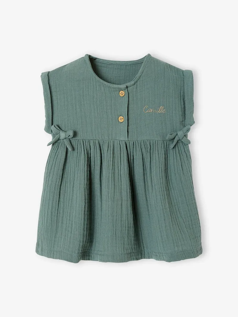 Vertbaudet Mädchen Baby Kleid, Grün, – Produktbild 1 von 3