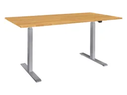 Memo memo Höhenverstellbarer Schreibtisch "ON" grau, Buche massiv, B 160 x T 80 cm – Produktbild 1 von 1