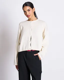 JAN N JUNE JAN 'N JUNE Damen vegan Leichte Strickjacke Asas Cremefarben – Produktbild 1 von 1