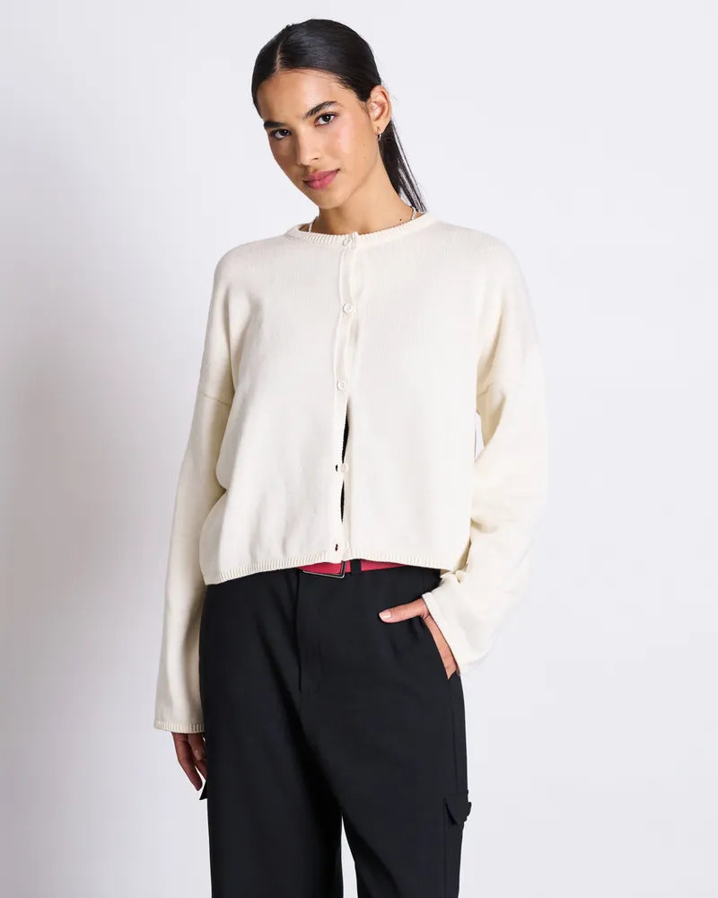 JAN N JUNE JAN 'N JUNE Damen vegan Leichte Strickjacke Asas Cremefarben, Weiß, – Produktbild 1 von 2