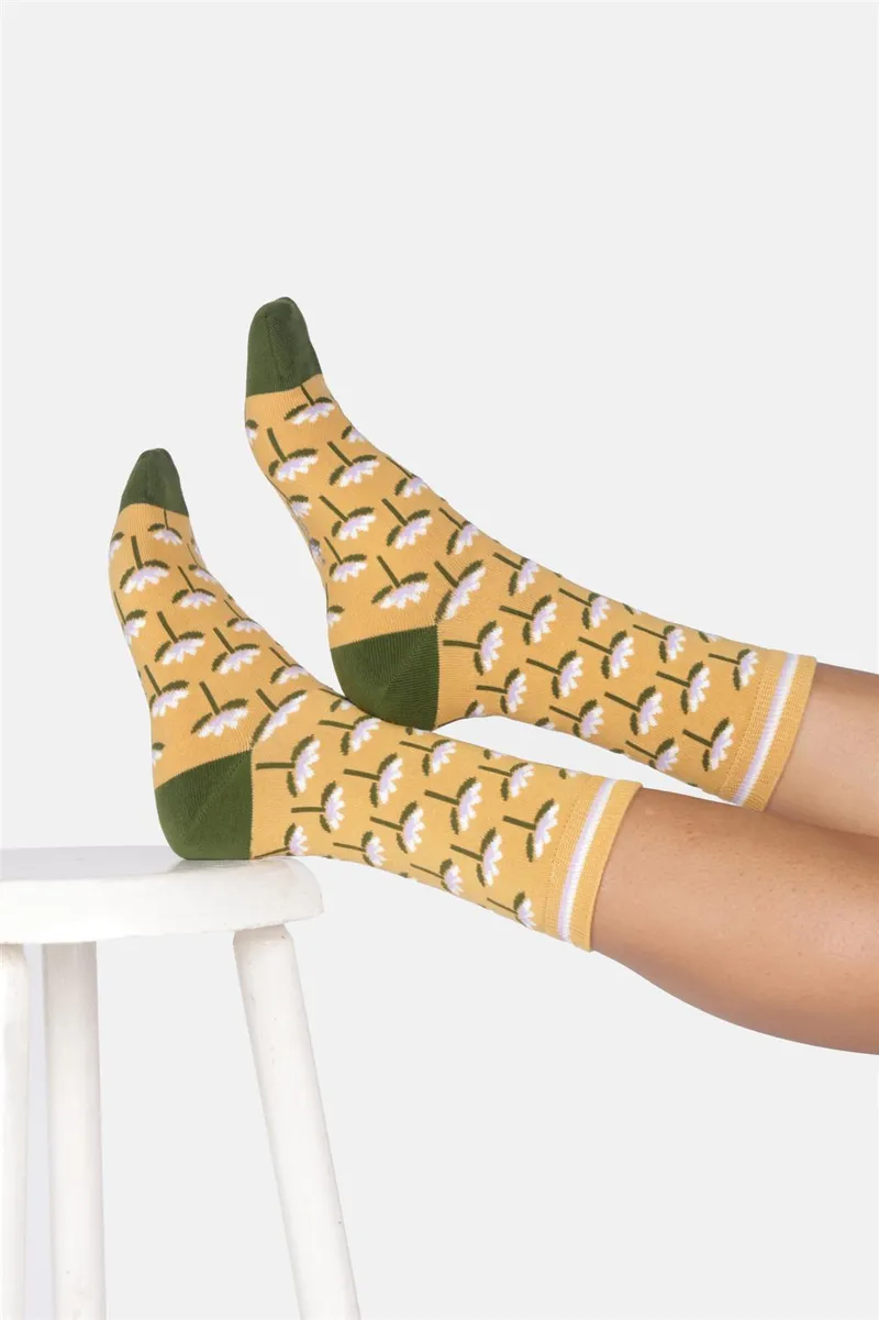 Thought Socken Modell: Floral Tile, Beehive yellow, – Produktbild 1 von 1