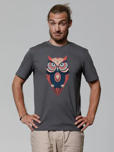 watapparel watapparel T-Shirt Unisex Colorful Owl, Anthracite, – Produktbild 2 von 4