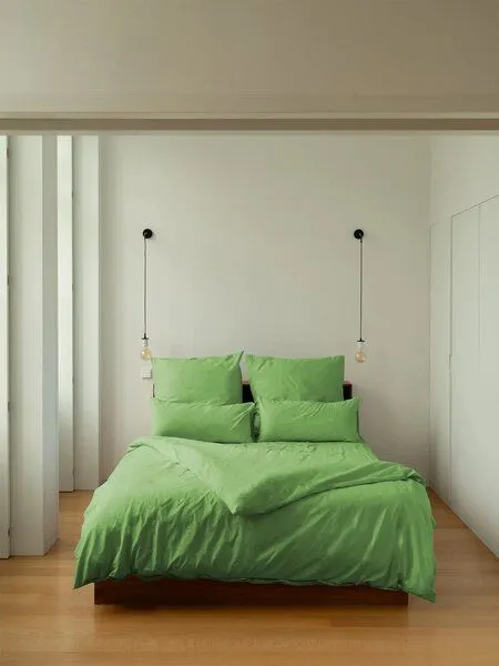erlich textil erlich textil Cotton Select Spannbettlaken aus Bio-Baumwolle, made in Europe, Matcha, – Produktbild 3 von 3