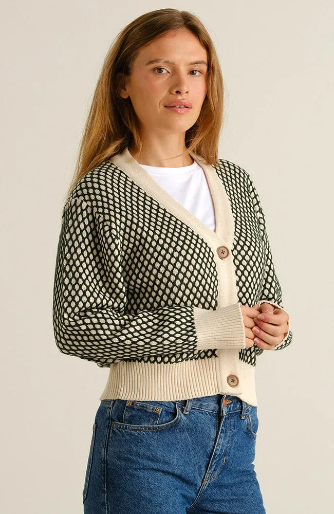 Dedicated DEDICATED Damen vegan Strickjacke Kanan Bubble Knit Dunkelgrün, Grün, – Produktbild 2 von 2