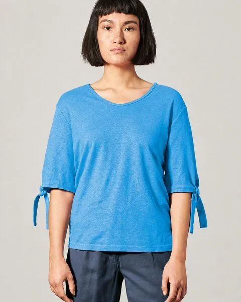 HempAge HempAge Halbarm T-Shirt Hanf/Bio-Baumwolle, Topaz (blau), – Produktbild 2 von 4