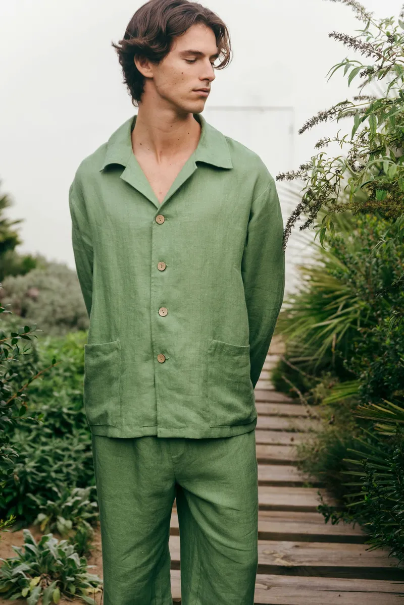 AmourLinen AmourLinen Herren vegan Set Loungewear Oliver Matcha Grün – Produktbild 1 von 2
