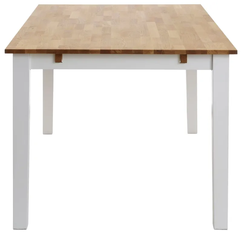 Home affaire Esstisch Samba Holztisch Landhaus Küche, aus massivem Buchenholz, 140 cm oder 180 cm, verlängerbar, Weiß, – Produktbild 1 von 6