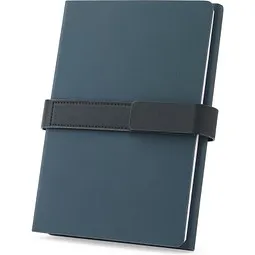 hi!dea™ SANDERSON. A5 Notizbuch aus PU (50% recycelt) mit zwei Blöcken: linierte Seiten und unlinierte Seiten, Blau, Blau, – Produktbild 1 von 1