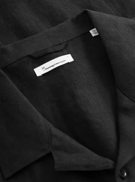 KnowledgeCotton Apparel KnowledgeCotton Apparel Box Fit Short Sleeved Linen Shirt, Black jet (schwarz), – Produktbild 4 von 4