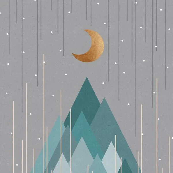 Photocircle Photocircle Wandbild / Kunstdruck / Poster / Leinwand - Moon & Mountains Mint Green – Produktbild 1 von 1