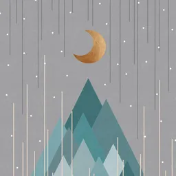 Photocircle Photocircle Wandbild / Kunstdruck / Poster / Leinwand - Moon & Mountains Mint Green – Produktbild 1 von 1