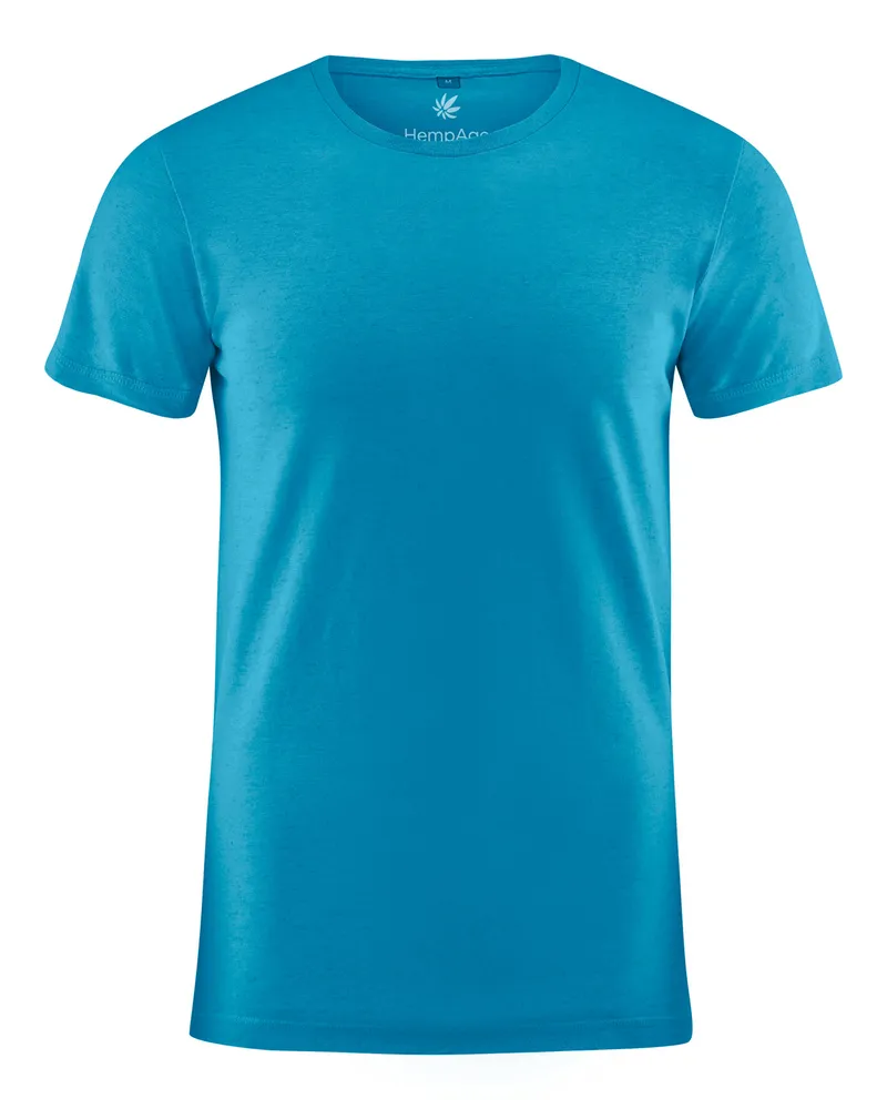 HempAge Hempage Herren vegan T-Shirt Slim Fit Azurblau, Blau, – Produktbild 1 von 2