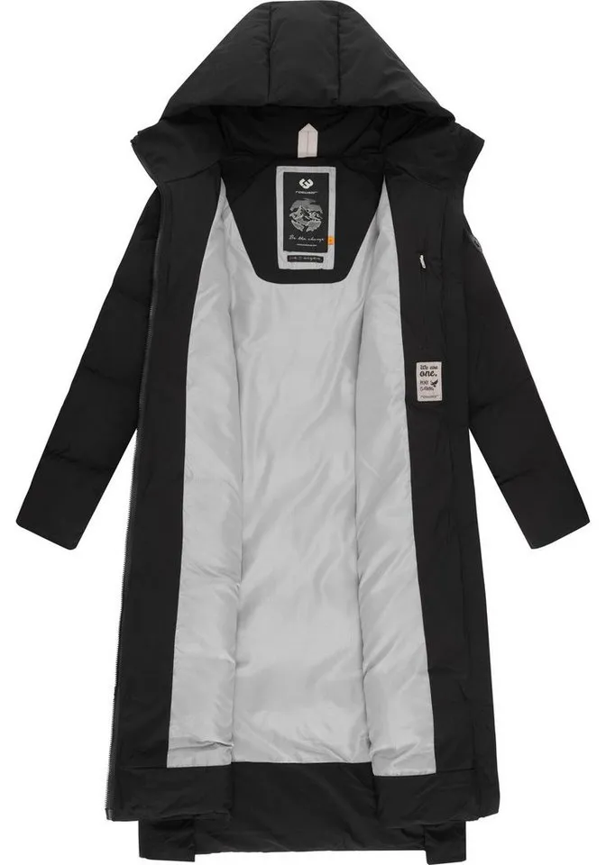 ragwear ragwear Wintermantel Patrise Extralanger Damen Winter Steppmantel mit Gehschlitzen, Schwarz, – Produktbild 4 von 4