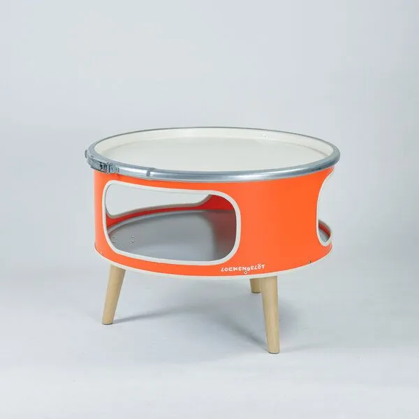 Lockengelöt Lockengelöt Betty Couchtisch aus einem Hamburger Ölfass, Orange, – Produktbild 2 von 4