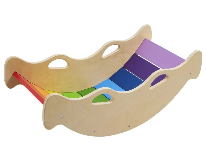 lupilu Einzelschaukel Holz Balancewippe Kinder Birkensperrholz mit 4 Griffen ab 2 Jahren, Beige, – Produktbild 1 von 5