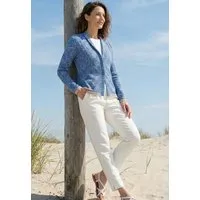 LANA Organic LANA Organic Strickjacke im Jaquardmuster für Damen, Modell Jolie, Luana true navy - morning sky, – Produktbild 1 von 1