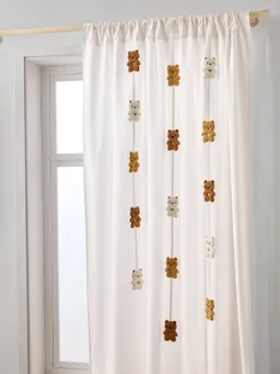 Vertbaudet Voile-Vorhang KLEINER BÄR mit Tunnelzug und Girlande lichtdurchlässig Kinderzimmer – Produktbild 1 von 1