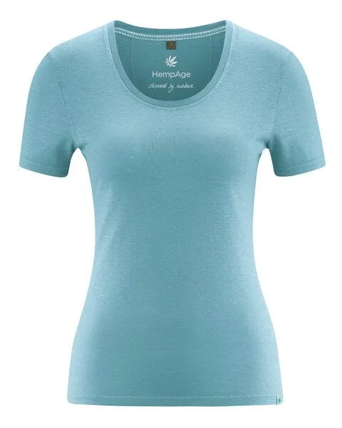 HempAge HempAge T-Shirt Slim fit Hanf/Biobaumwolle, Wave(blau), – Produktbild 2 von 4