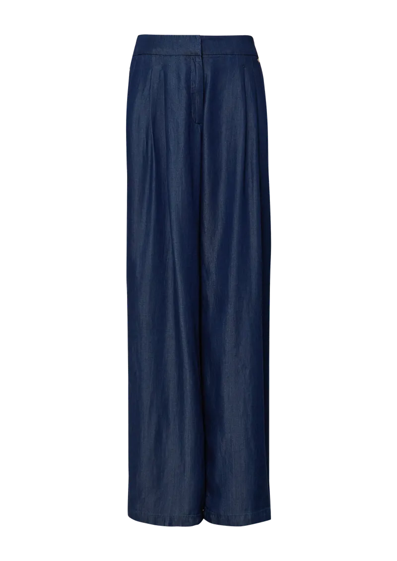 s.Oliver Fließende Wide-Leg-Hose aus Lyocell, Blau, – Produktbild 1 von 4