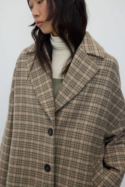 Rita Row Rita Row Langer Oversize-Wollmantel HYAT, Checkered, – Produktbild 2 von 4