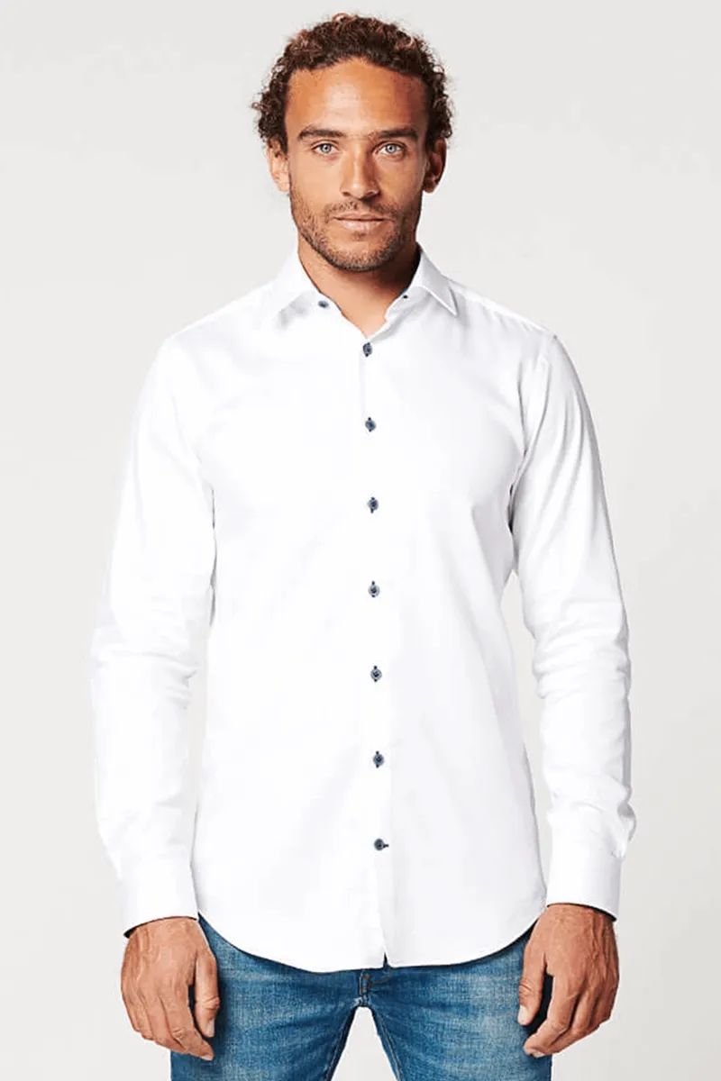SKOT SKOT Herren vegan Hemd Slim Fit Circular White Contrast, Braun, – Produktbild 2 von 2