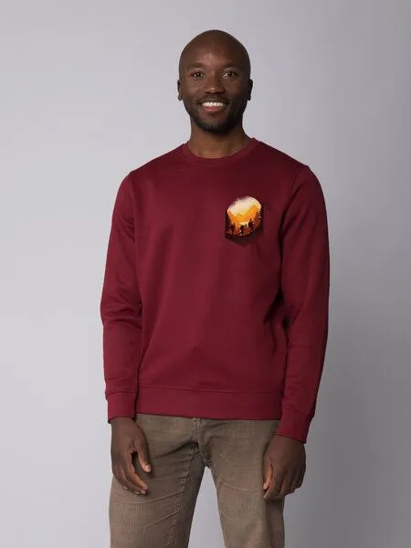 watapparel watapparel Sweatshirt Unisex Hiking in the mountains, Burgundy, – Produktbild 2 von 3
