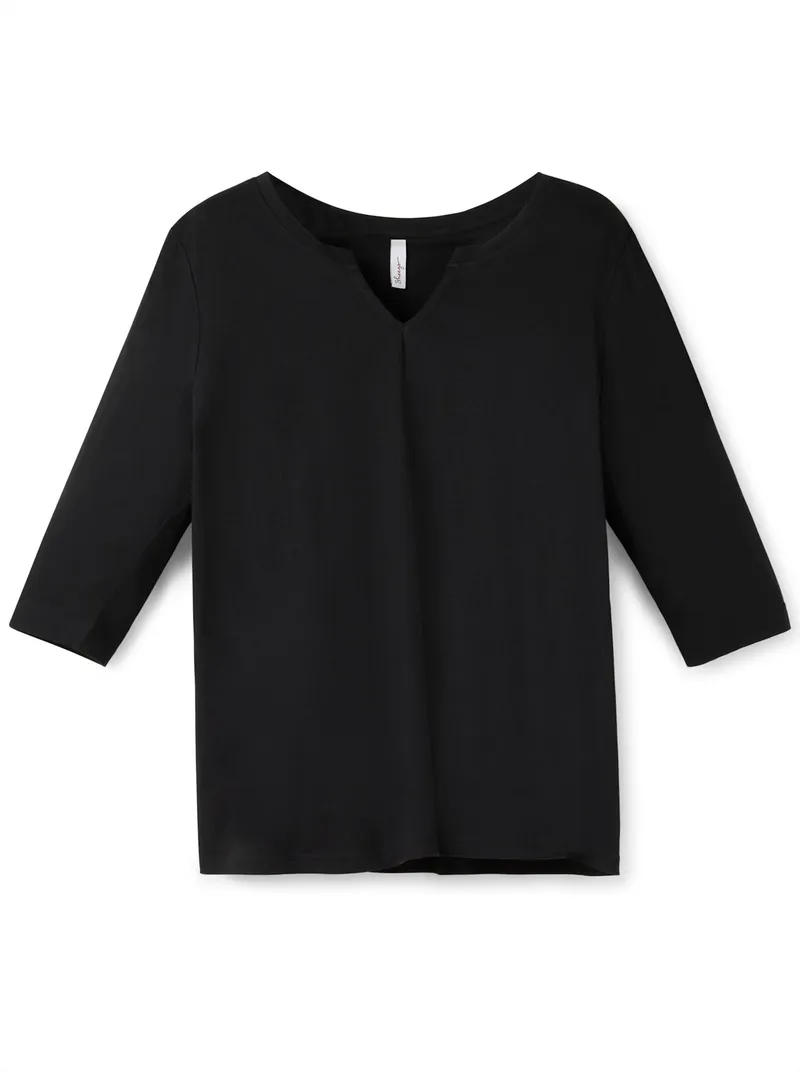 sheego 3/4-Arm-Shirt schwarz, Schwarz, – Produktbild 1 von 2