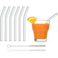 HALM HALM Glasstrohhalme Trinkhalme 6x 15 cm (gebogen) + Reinigungsbürste – Produktbild 1 von 1