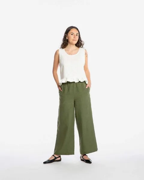 MATONA Matona Lange Hose | Culotte | aus Leinen, Olive, – Produktbild 3 von 4
