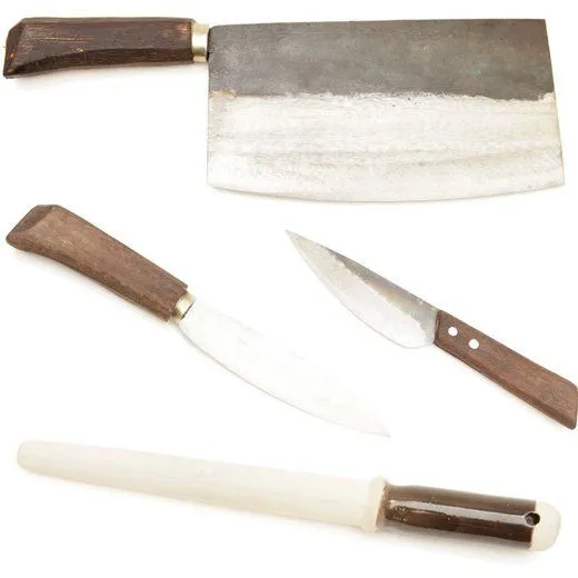 Authentic Blades Authentic Blades BBQ Set bestehend aus 3 Messern (Vay12cm, Hep16cm, Cung21cm) und Schleifstab aus Keramik – Produktbild 2 von 2