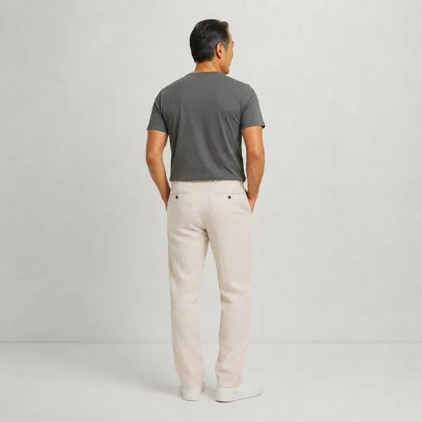 YTWOO YTWOO Herren Leinenhose, Linen sand, – Produktbild 3 von 4