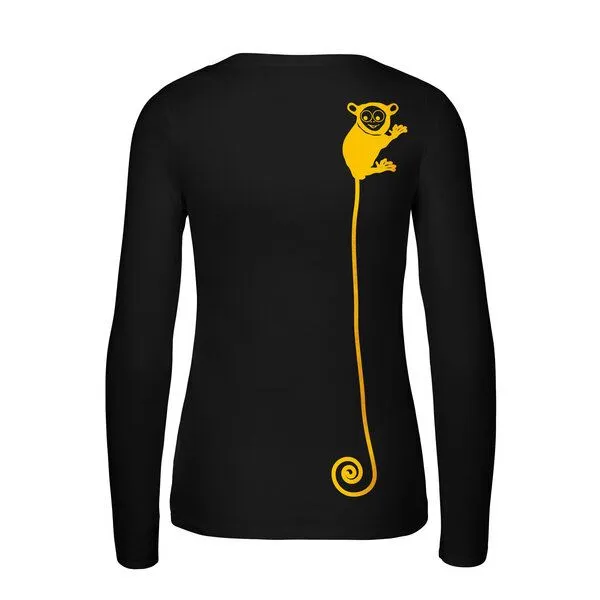 HANDGEDRUCKT HANDGEDRUCKT "Teeny Weeny Goblin" Frauen Longsleeve aus reiner Biobaumwolle (kbA), Black, – Produktbild 1 von 2