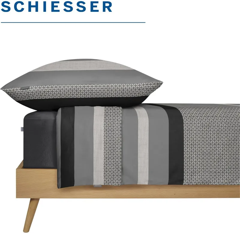 Schiesser Schiesser Spannbettlaken Elli aus weicher Baumwolle mit Elasthananteil für flexiblen Sitz, Jersey-Elasthan, Gummizug: rundum, (1 Stück), für hohe Matratzen und Boxspringbetten, OEKO-TEX® MADE IN GREEN, Grau, – Produktbild 1 von 6