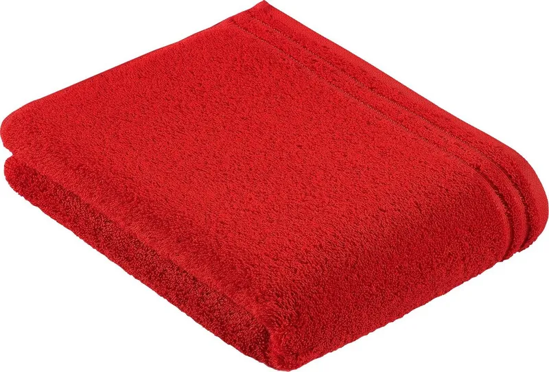 VOSSEN VOSSEN Badetuch Calypso Feeling, Walkfrottee (1-St), mit schmaler Bordüre aus 100% Baumwolle, Vegan, einfarbig, Rot, – Produktbild 5 von 7