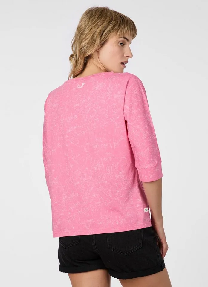 ragwear ragwear 3/4-Arm-Shirt SHIMONA PRINT Bequemer Fit mit Herz-Print und ausgewaschener Optik, Rosa, – Produktbild 4 von 5