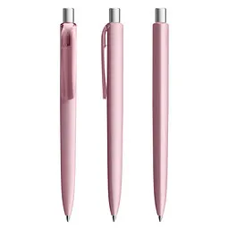 prodir prodir® Druckkugelschreiber DS8 Soft Touch PRR Push, blaue Mine, rosé/silber satiniert – Produktbild 1 von 1
