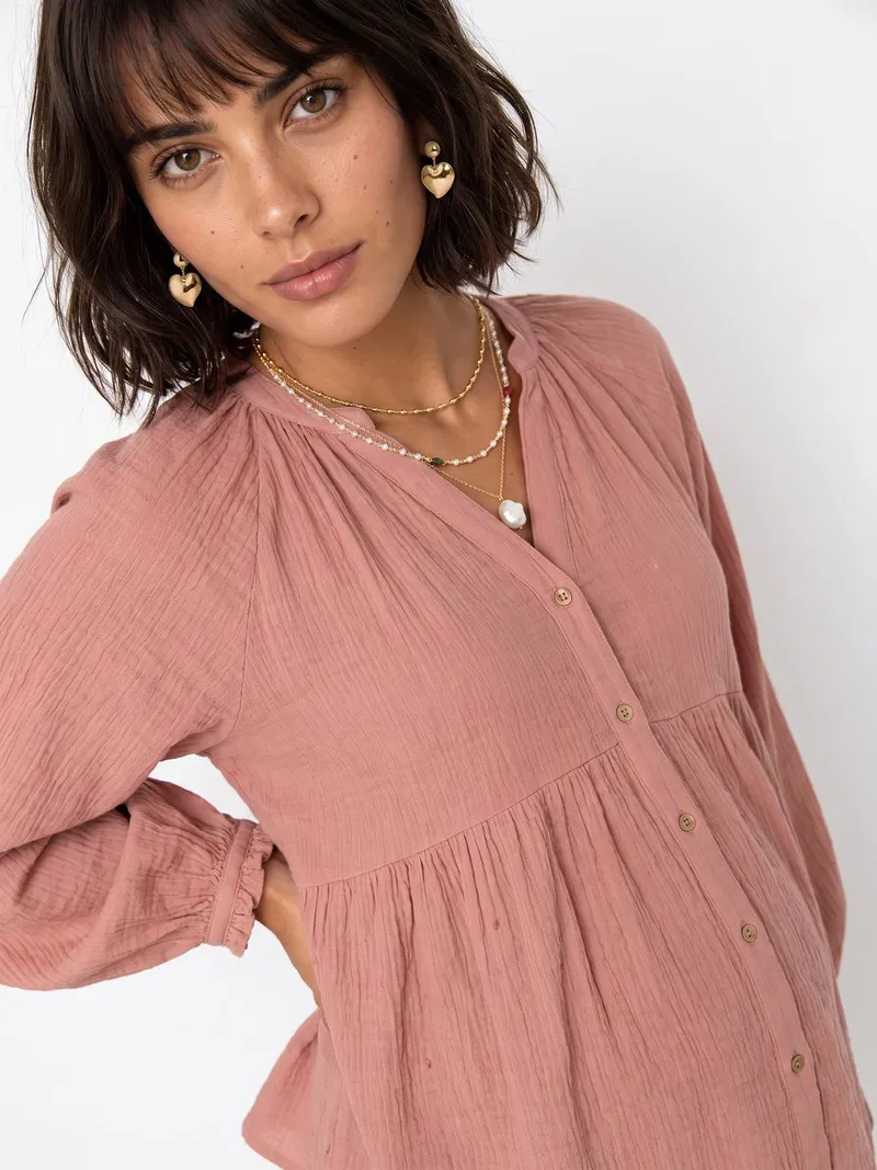 Vertbaudet Bluse für Schwangerschaft und Stillzeit, Rosenholz, – Produktbild 1 von 4