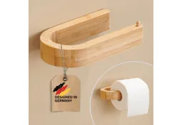 DEKAZIA Toilettenpapierhalter ohne Bohren aus FSC®-zertifiziertem Bambus, selbstklebend (Klopapierhalter Klorollenhalter WC Papier Halterung, WC Papier Halterung), Bambus Holz, ohne Bohren, WC-Rollenhalter – Produktbild 1 von 1
