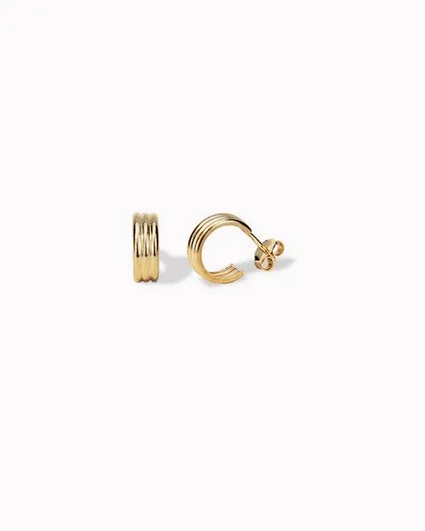 lille mus lille mus Mini-Creolen 'Streifen' 925 Silber, Gold, – Produktbild 3 von 4