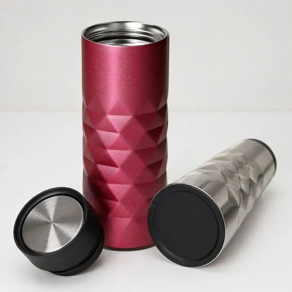 elasto elasto Thermobecher 440 ml aus Edelstahl - doppelwandiger Kaffeebecher to go - auslaufsicherer Isolierbecher, Pink, – Produktbild 2 von 4