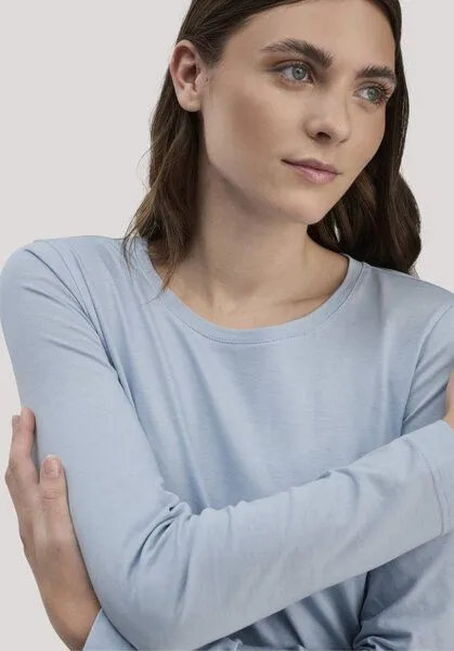 hessnatur hessnatur Langarm-Schlafshirt aus reiner Bio-Baumwolle, Nordisch blau, – Produktbild 4 von 4