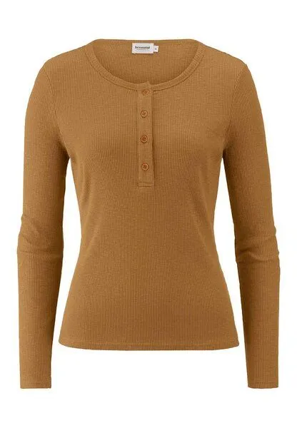 hessnatur hessnatur Longsleeve Henley Slim aus Bio-Baumwolle, Bernstein, – Produktbild 3 von 4